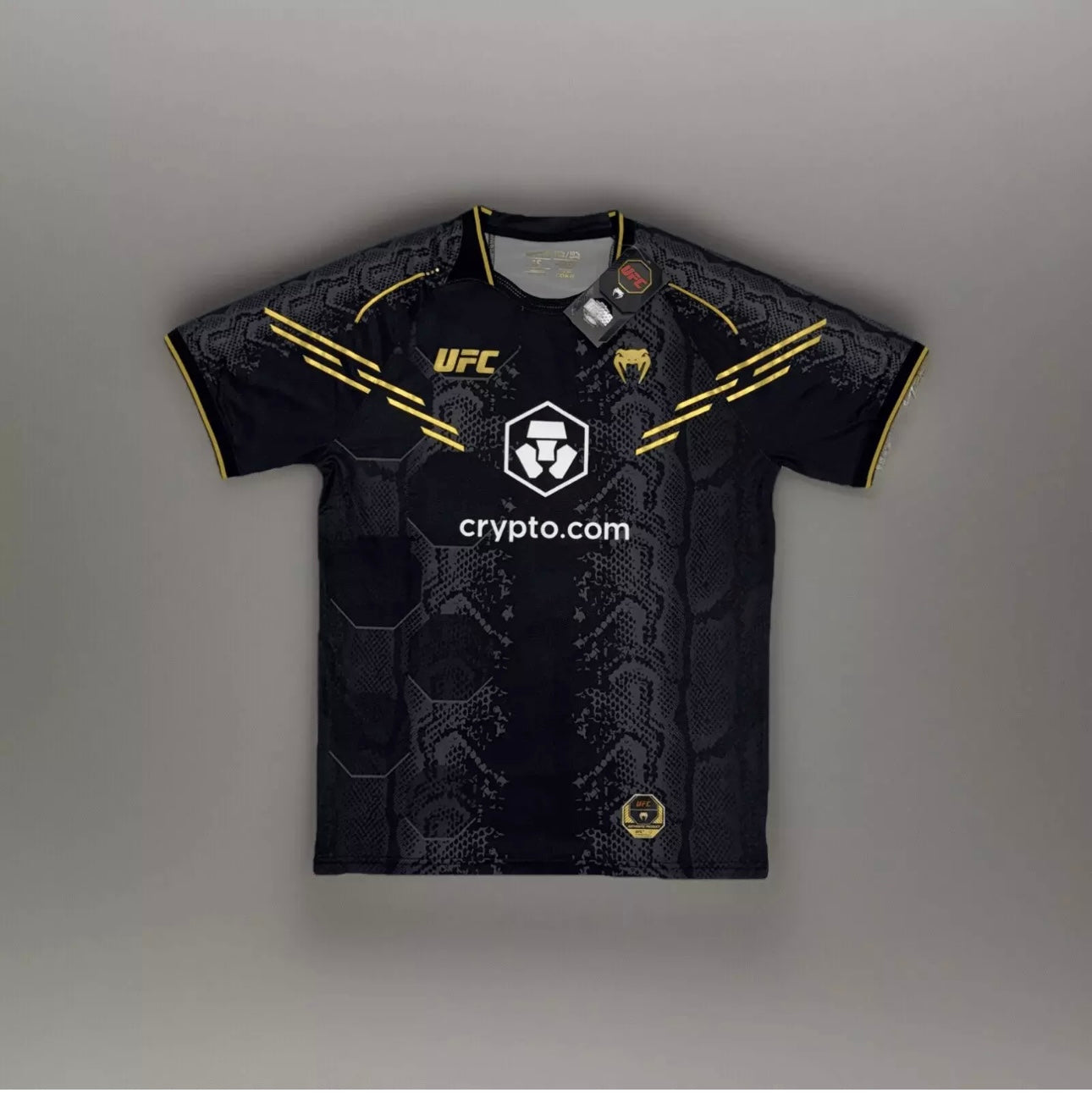 Official UFC Venum Jersey Adrenaline Fight Night Men's T-shirt Black/ White/Gold