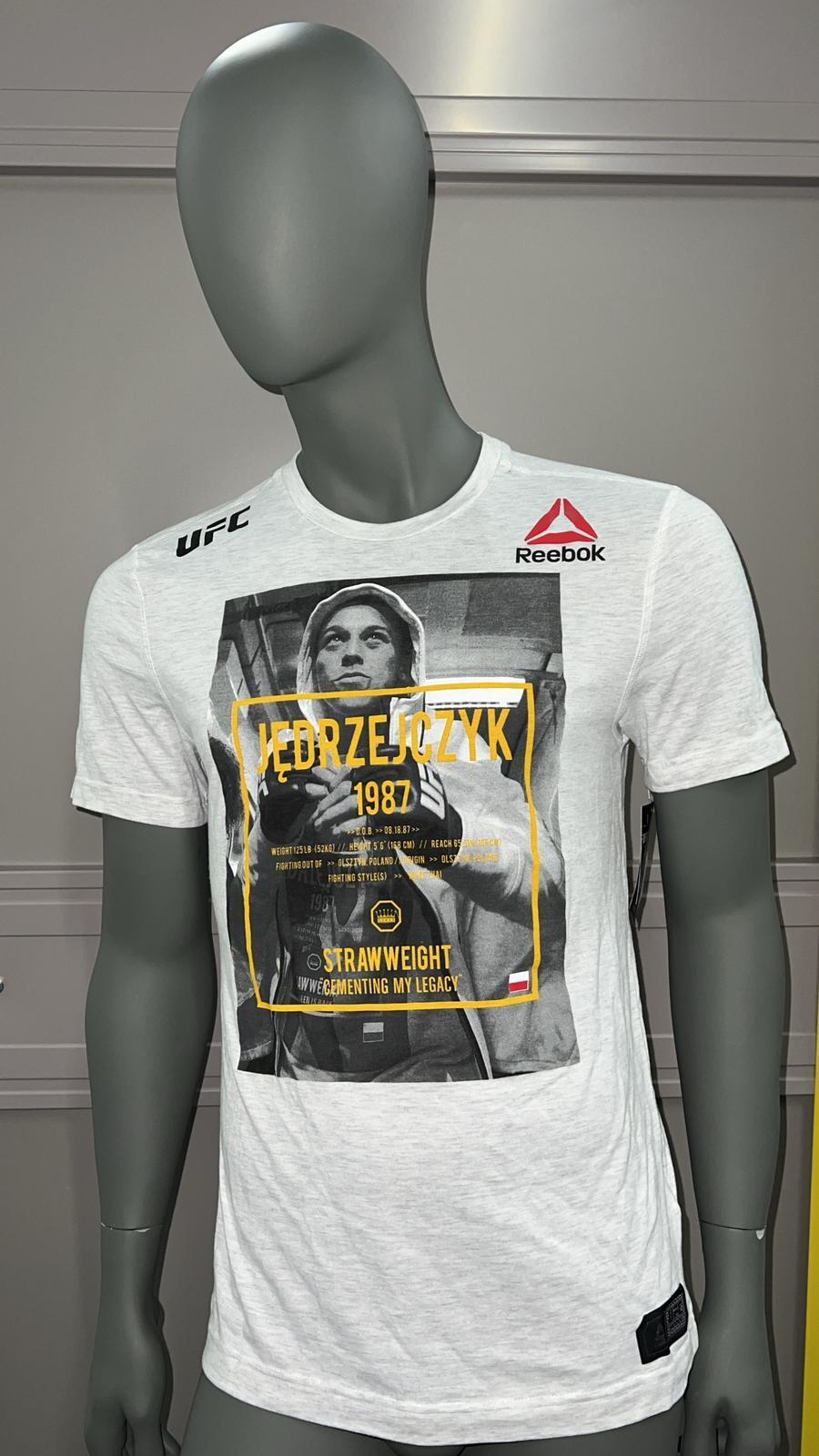Official UFC Reebok Joanna Jerdzejczyk Fight Night Walk Out T-Shirt Chalk Grey