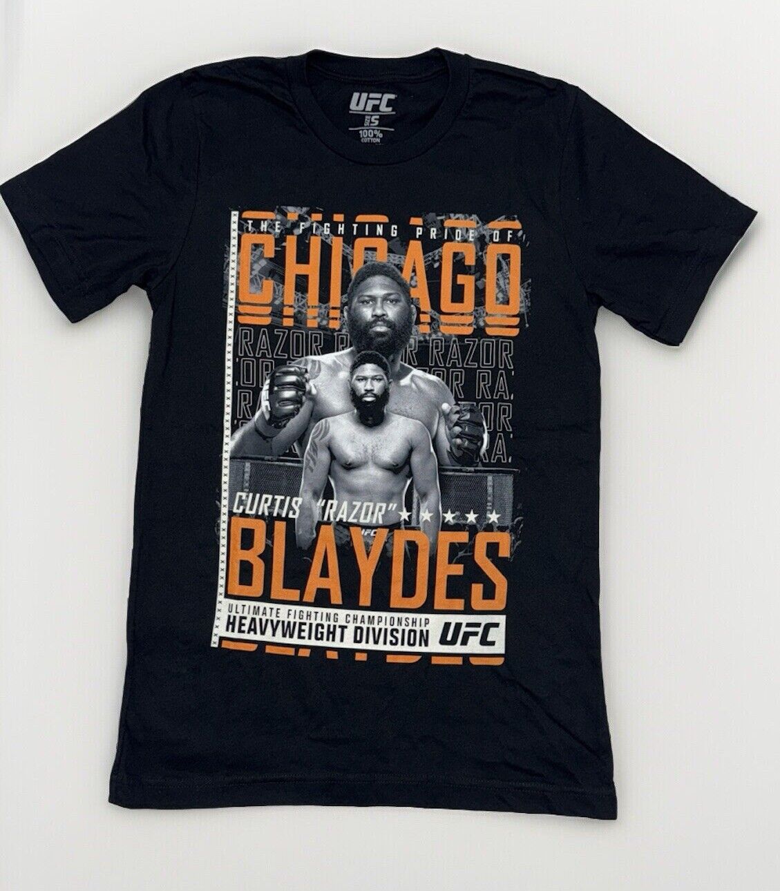 Official UFC Curtis "Razor" Blaydes Print Black T-shirt Adults Small