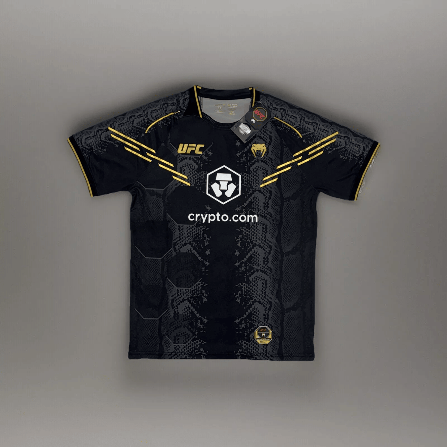 Official UFC Venum Jersey Adrenaline Fight Night Men's T-shirt Black/ White/Gold