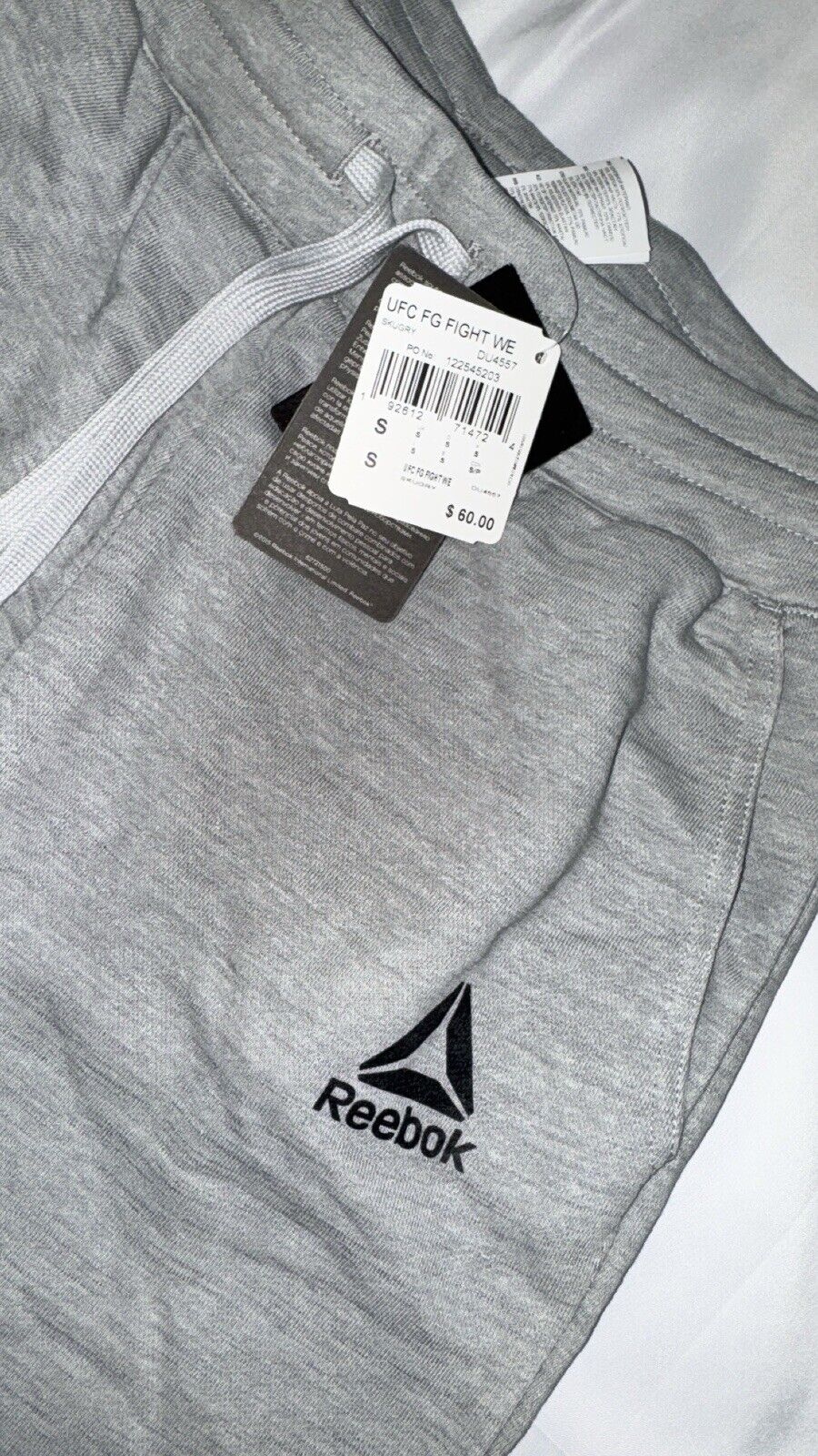 Official UFC Bottoms Reebok Jogger Fight Week Grey Unisex Work Out Gym