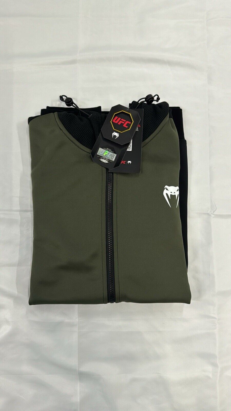 UFC Authentic Adrenaline Fight Week Venum Mens Full Zip Hoodie - Khaki/Brown