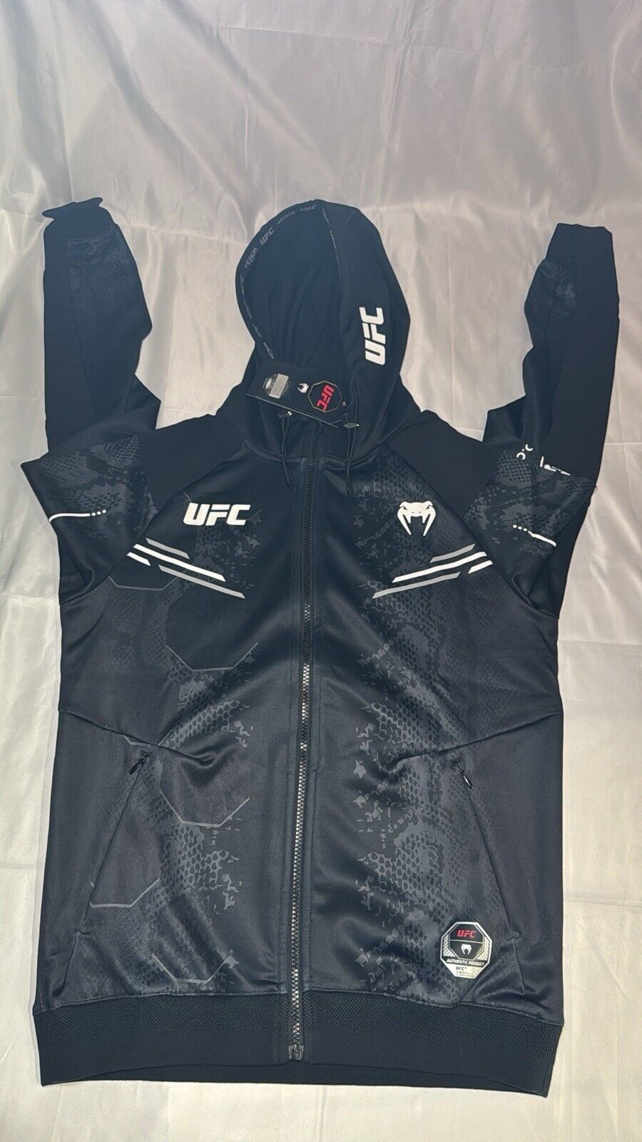 UFC Authentic Adrenaline Fight Night by Venum Mens Full Zip Hoodie - Black
