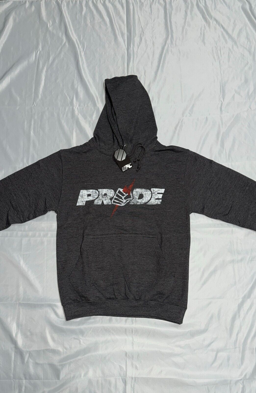 Official UFC Pride Hoodie Adults Red Dark Grey Logo Print