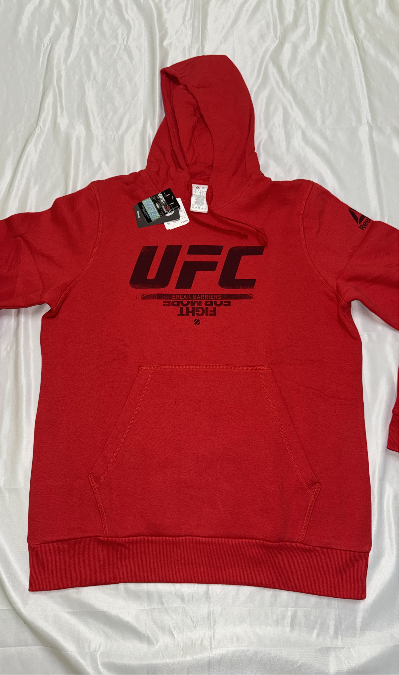 OFFICIAL UFC Hoodie Reebok Red Fight For More Adult