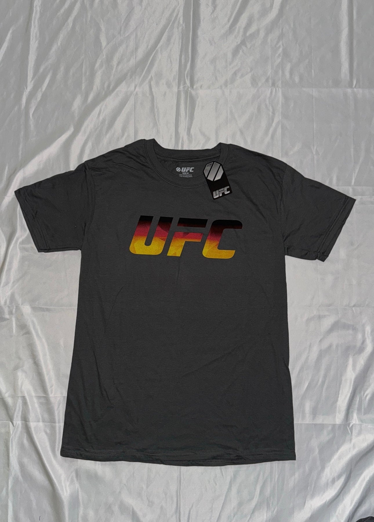 Official UFC Logo Print T-Shirt Black Red Yellow Print