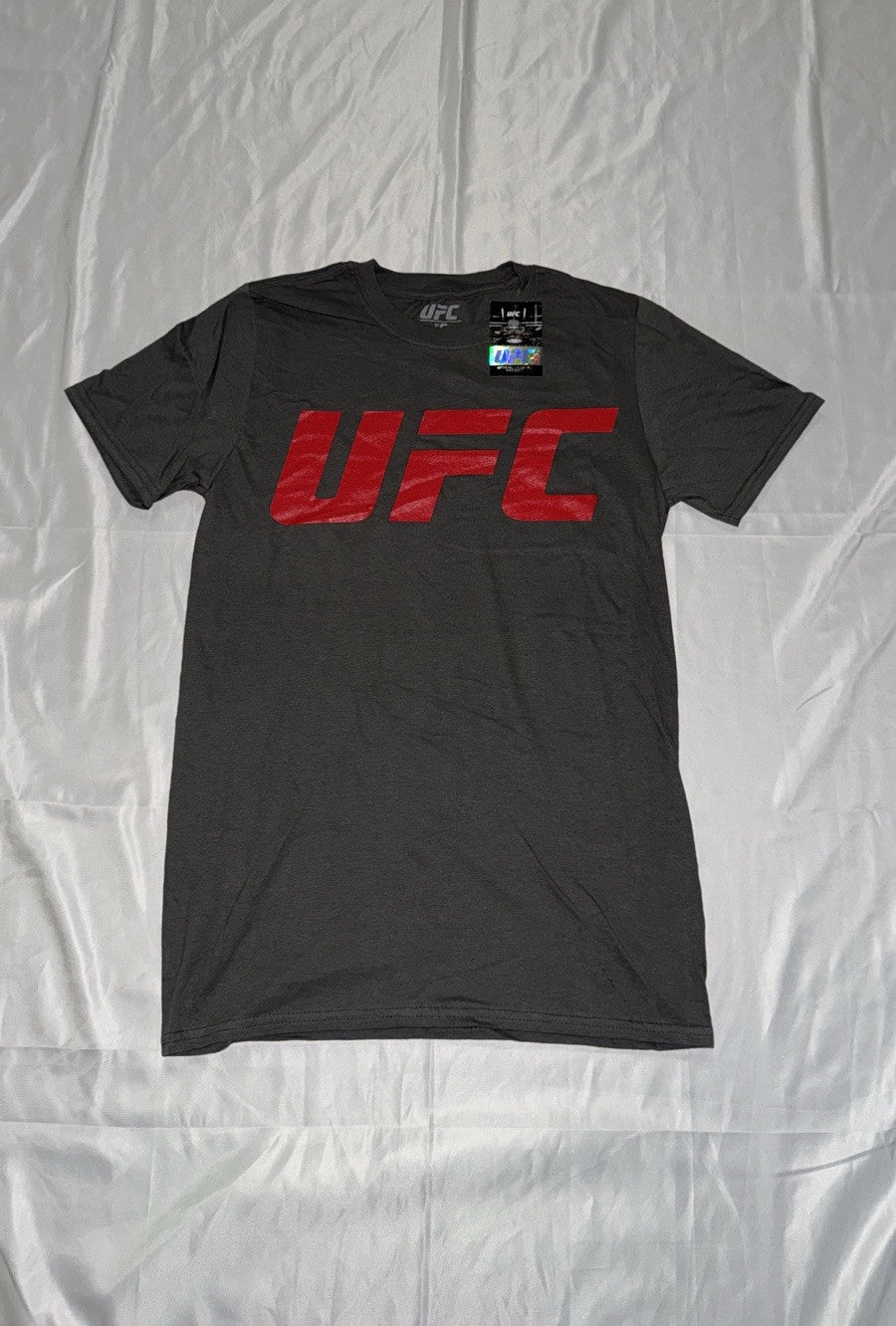 Official UFC Core T-Shirt Logo Print Grey With Red UFC Logo