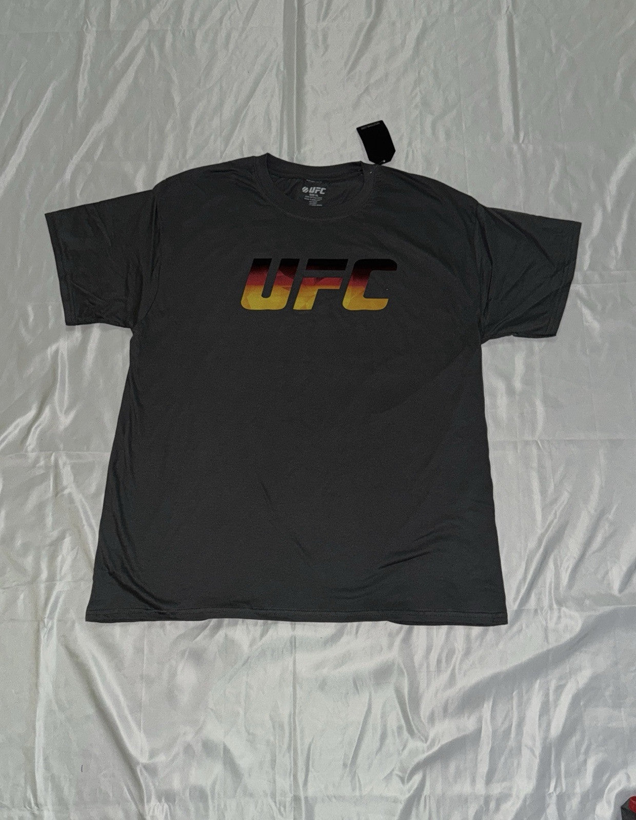 Official UFC Core T-shirt Black Red Yellow print Logo Grey adults training top