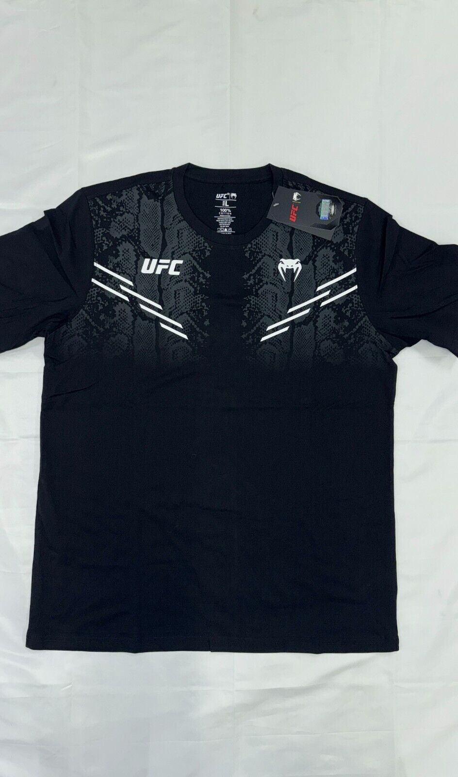 UFC Adrenaline Venum T-shirt Mens Replica Short-sleeve - Black- White/Gold