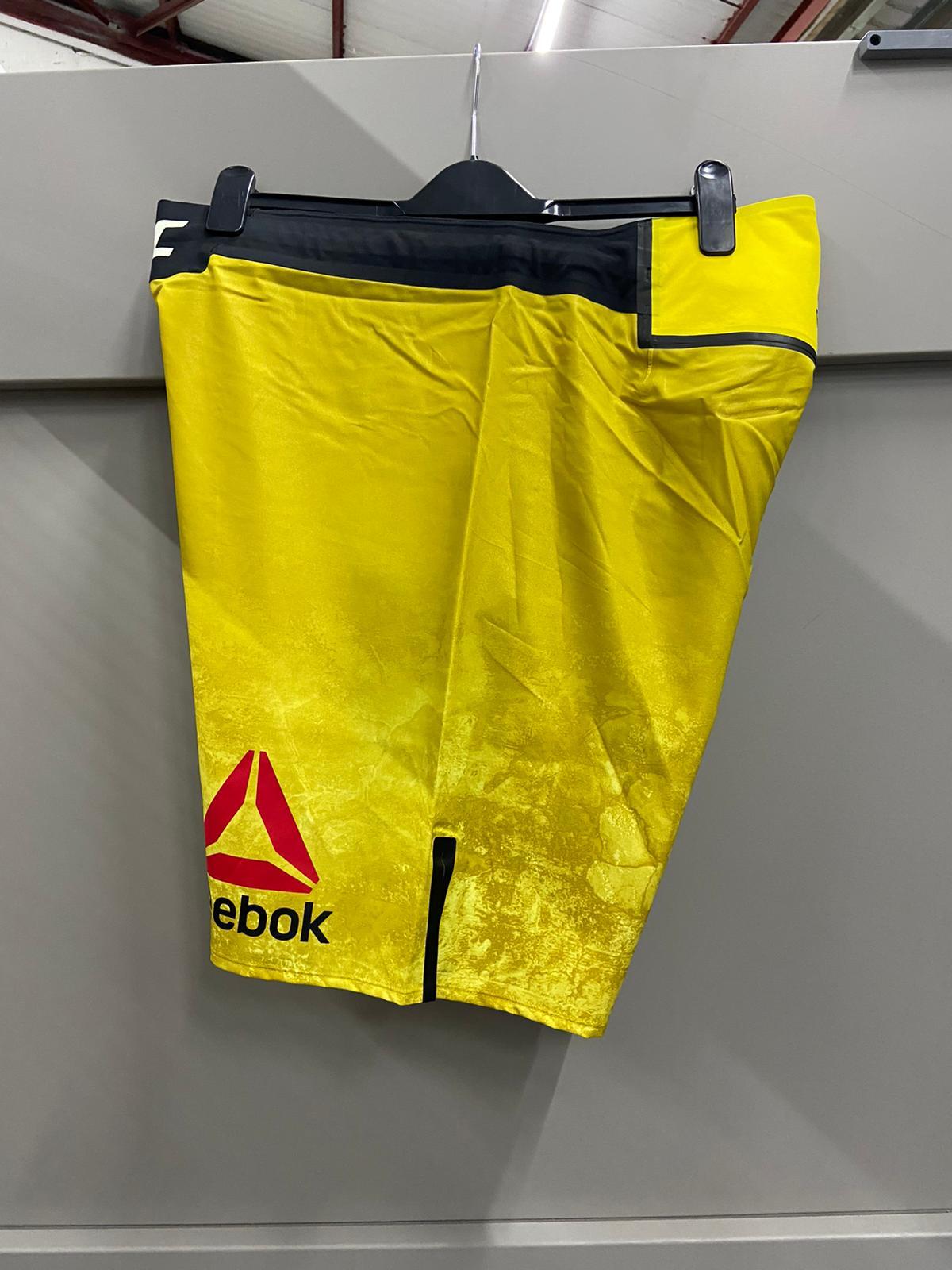 Official UFC Reebok Shorts Octagon Fighter Shorts Mens Yellow