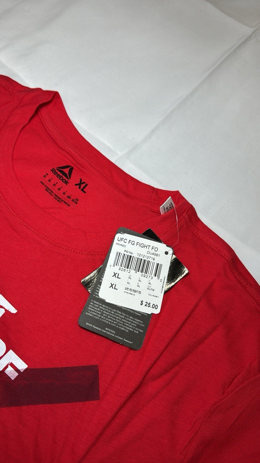 Official UFC Reebok T-shirt Fight For More Top Adults Red
