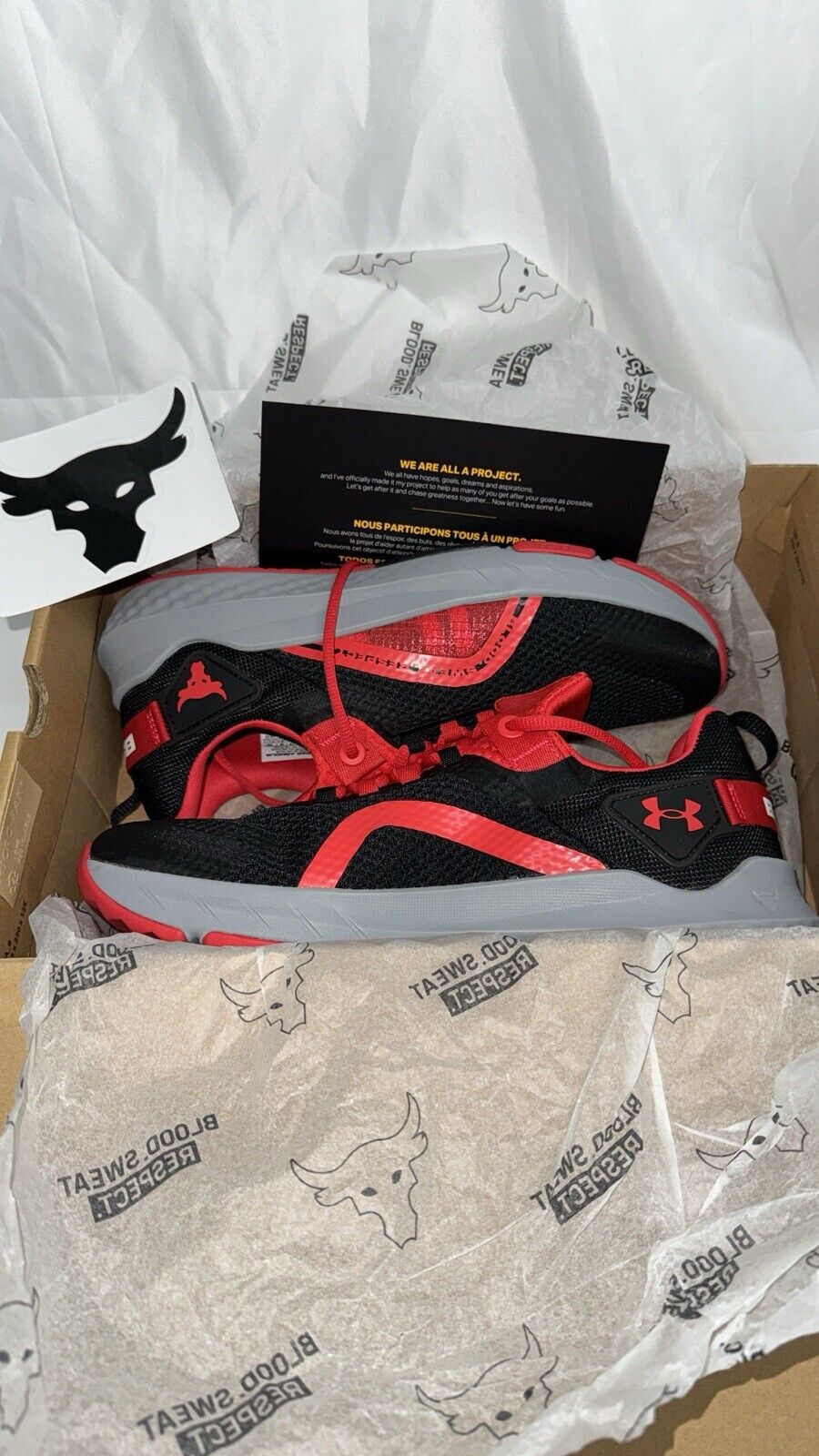 Under Armour Project Rock UA X UFC Shoe - BLK/RED Brand New