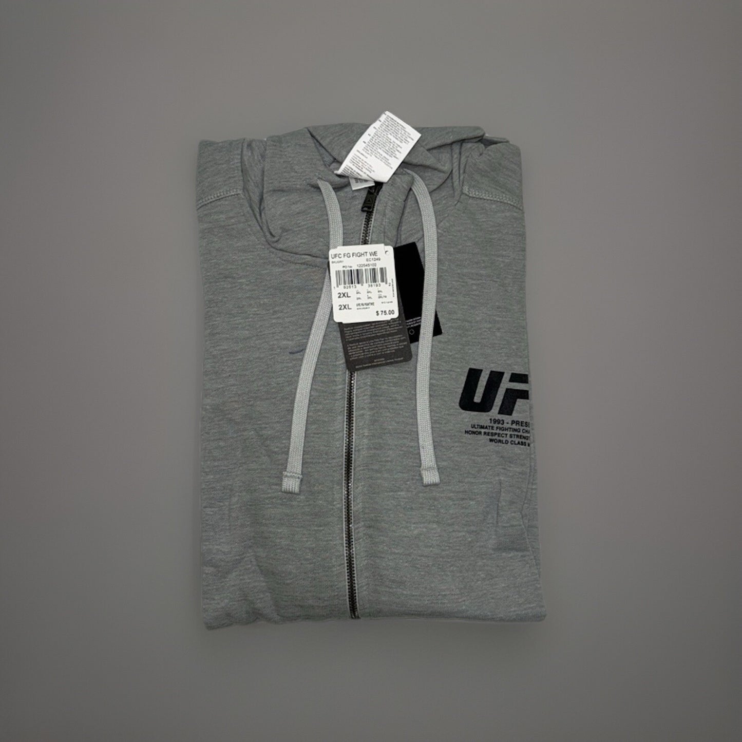 UFC Reebok Hoodie Adults Fight Week Zip Up Jacket Gym top - 2XL