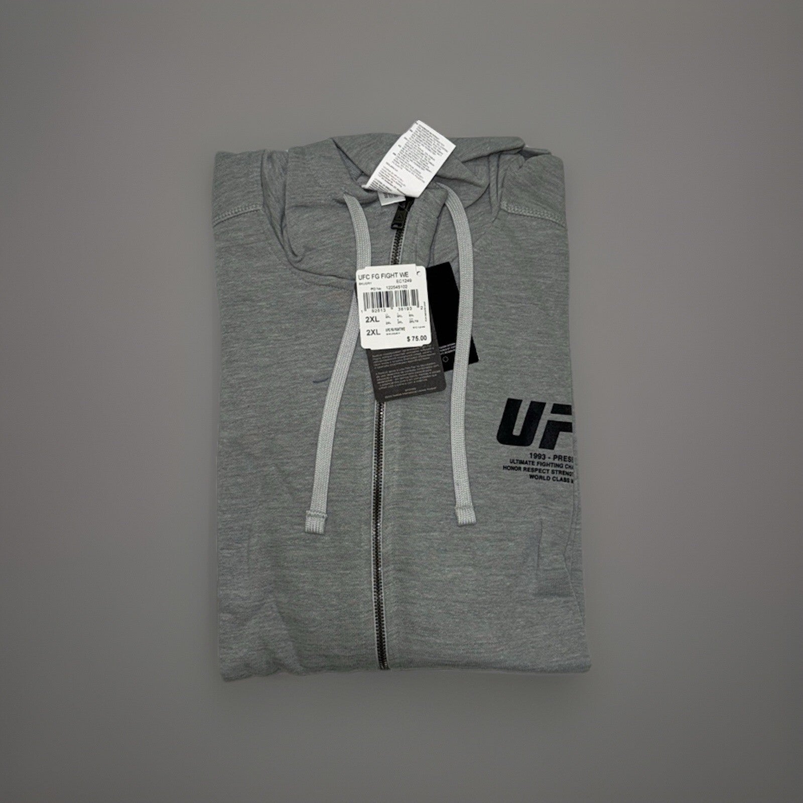 UFC Reebok Hoodie Adults Fight Week Zip Up Jacket Gym top - 2XL
