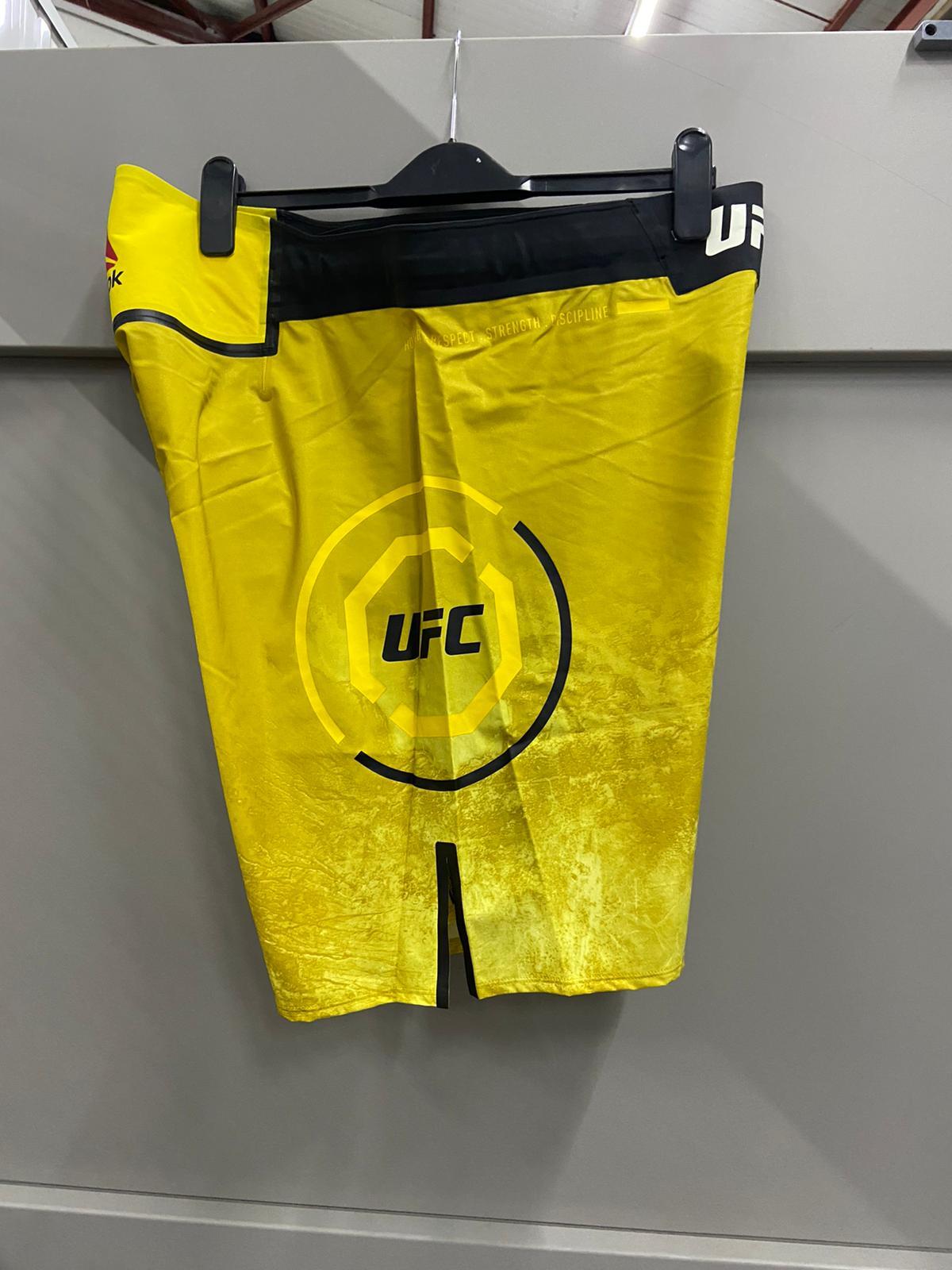 Official UFC Reebok Shorts Octagon Fighter Shorts Mens Yellow