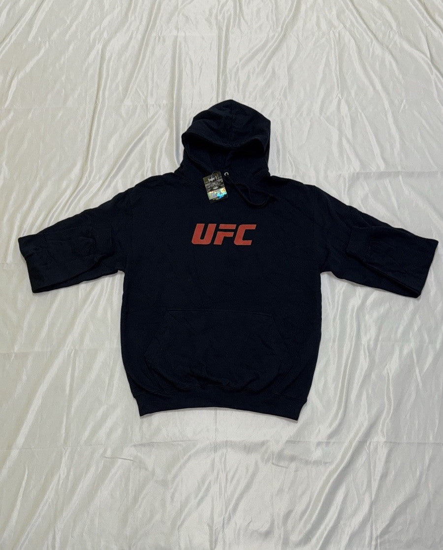 Official UFC Core Logo Print Hoodie Workout Gym Navy Adults