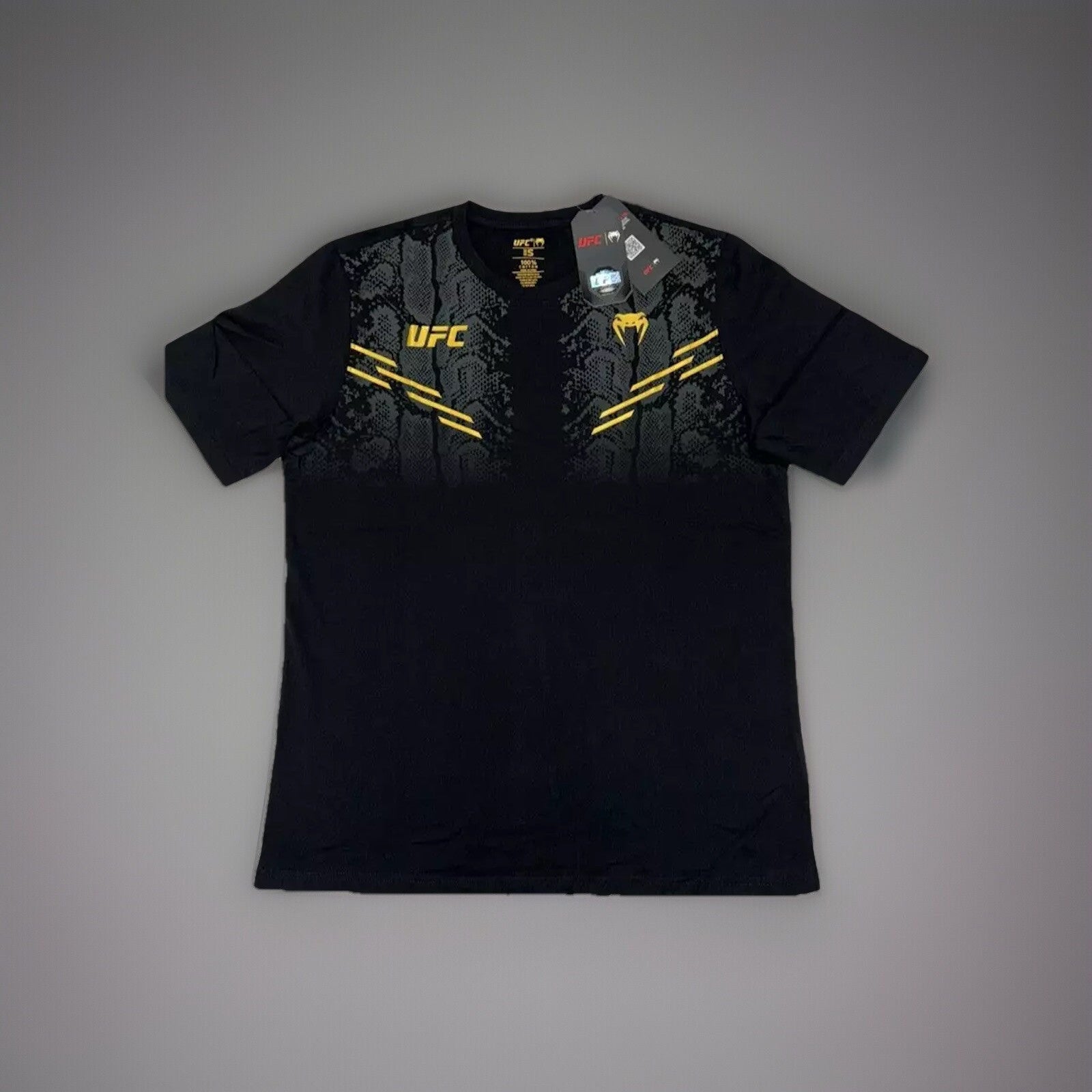 UFC Adrenaline Venum T-shirt Mens Replica Short-sleeve - Black- White/Gold