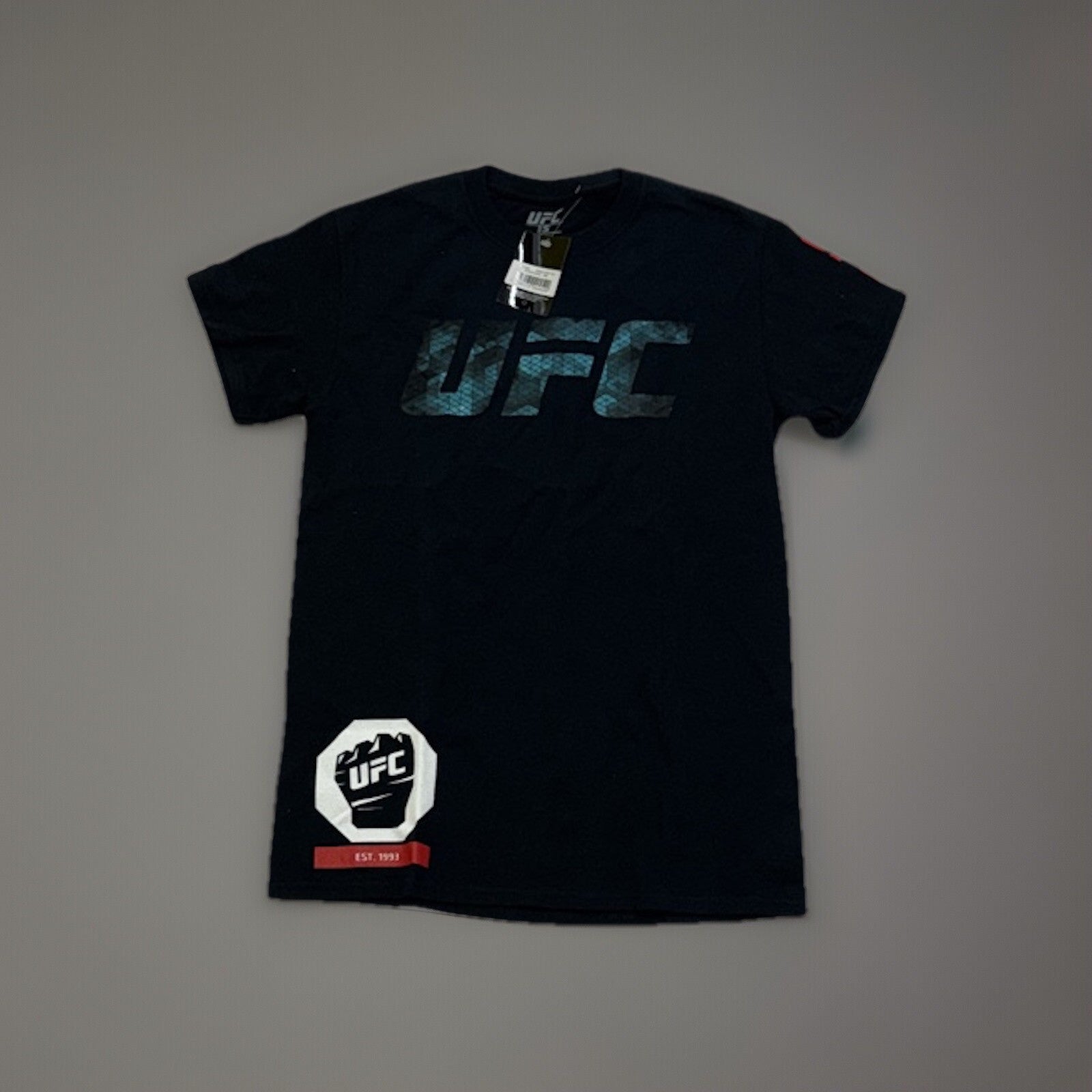 Official UFC Core T-Shirt Mens Black blue logo Snake Small
